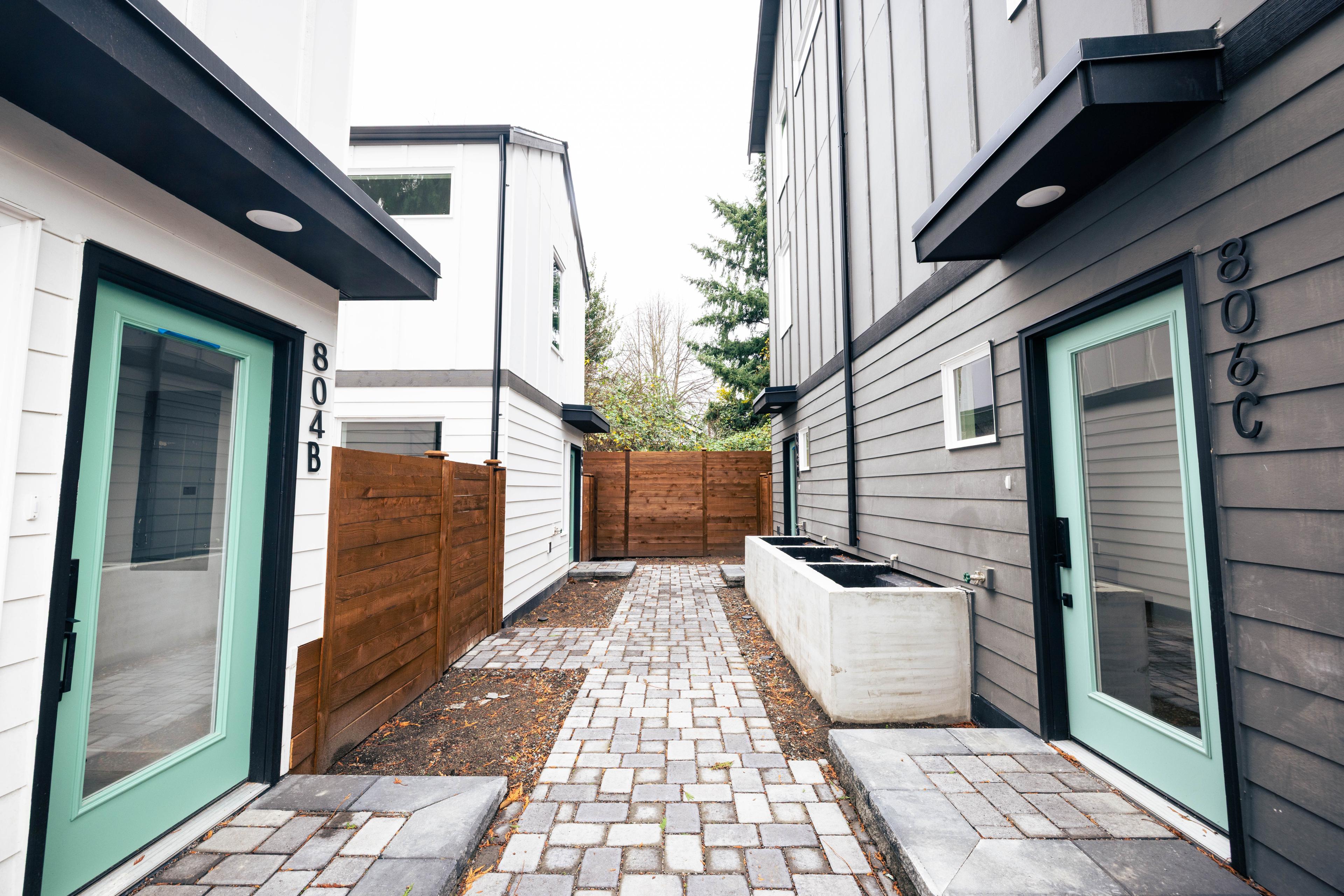 Detail view of a new construction home
